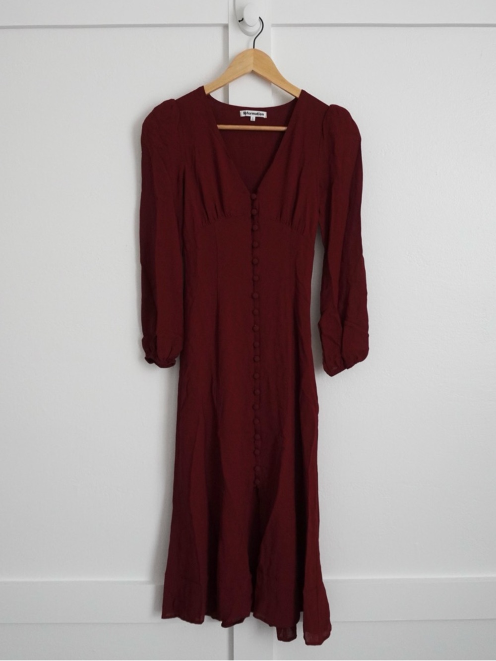 Reformation Burgundy Button-Down Midi Dress